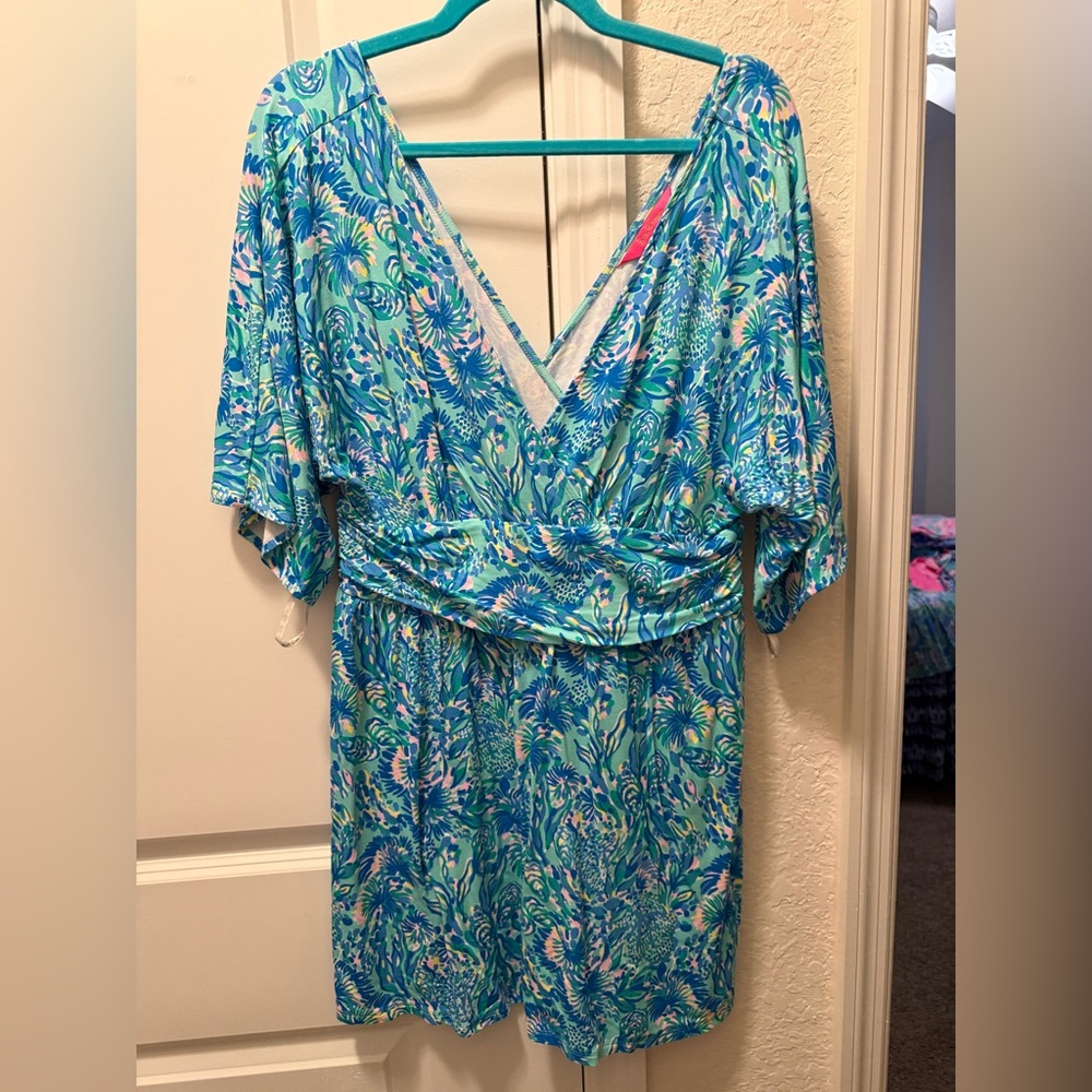 Lilly Pulitzer Parigi Blue and Green Maxi Romper